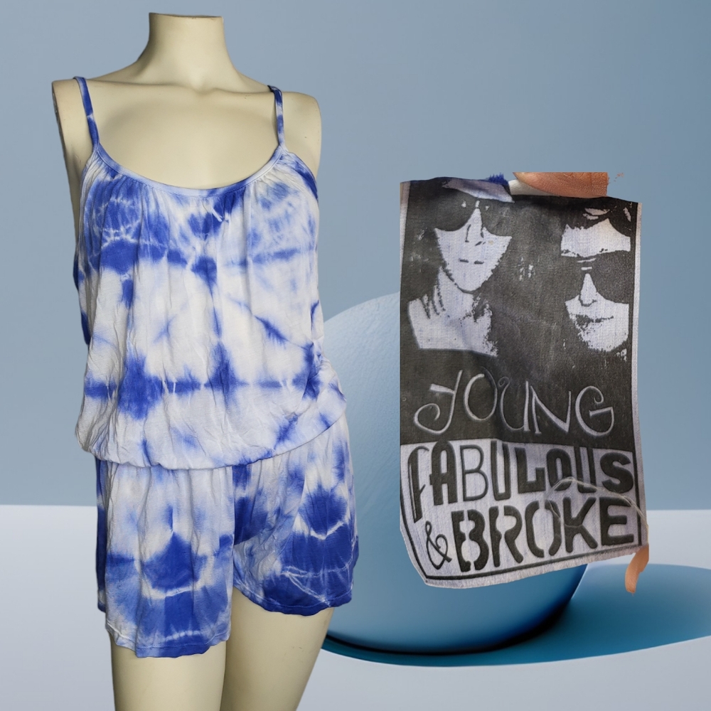 Young Fabulous and Broke Size Small tie dry blue Romper